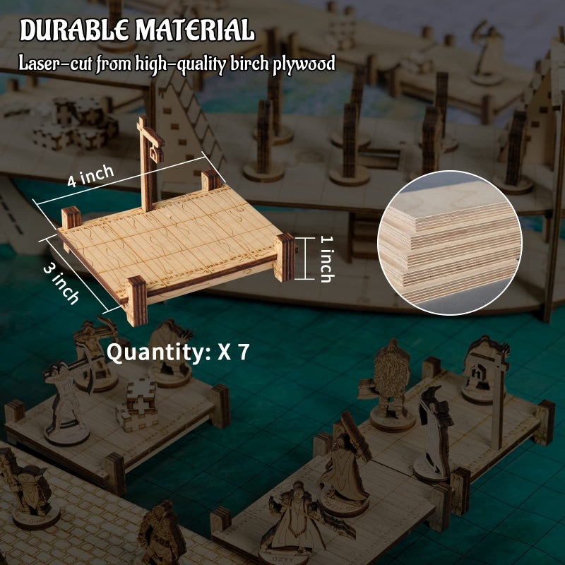 CZYY Modular Bridge, Dock, Walkway Basic Set 7PCS Wood Laser Cut Dungeon Terrain for D&D, Pathfinder, Dungeons & Dragons and Other Tabletop RPG - Image 5